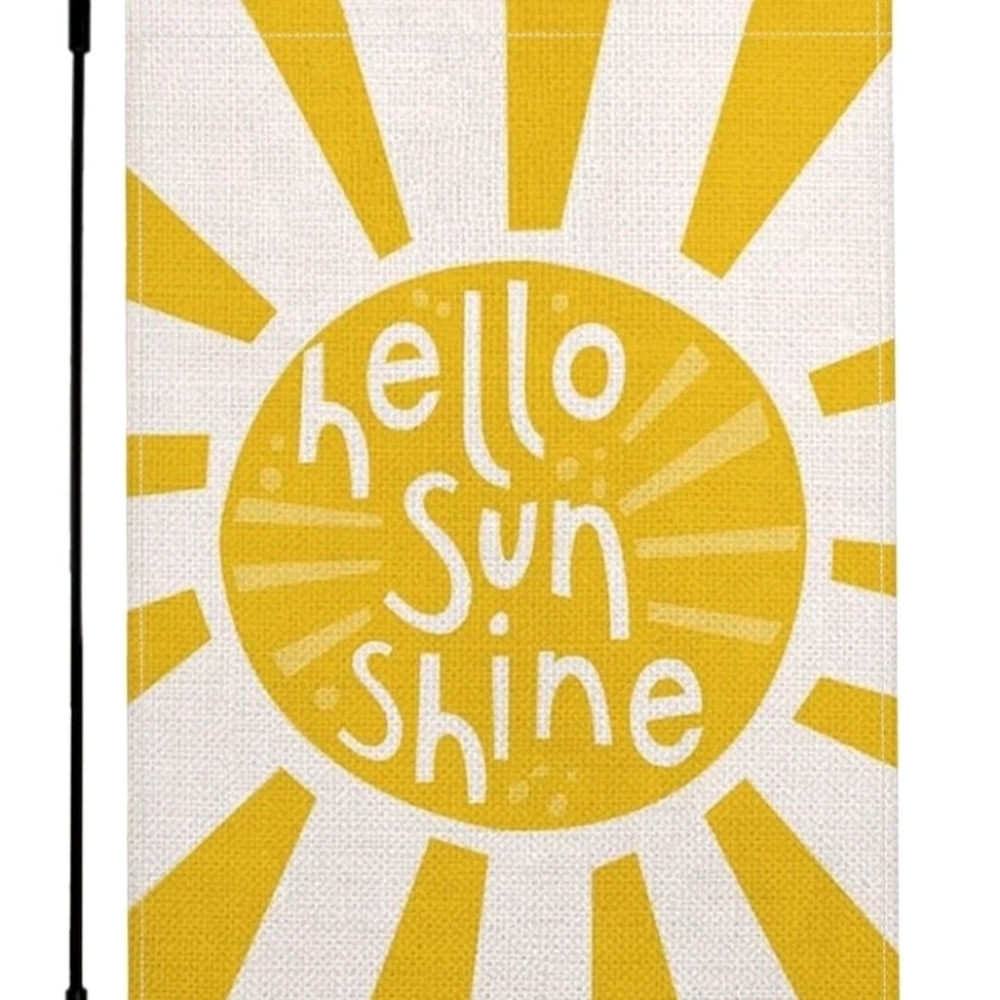 Summer Hello Sunshine Garden Flag Burlap 12x18 Inch Double Sided Outside New